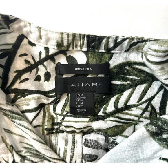 Tahari White and Green Floral Sleeveless Button Up Shirt Women's Size M - Picture 3 of 9